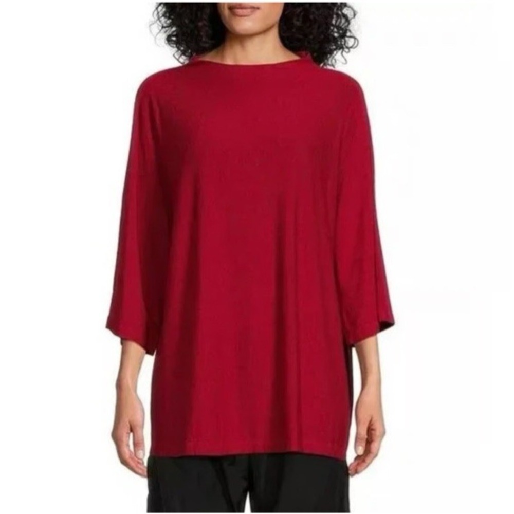 Bryn Walker Women Size XL Adria Tunic Top Red Gala Blouse Shirt USA Made